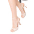 Sandali peep-toe nude effetto vernice da donna con tacco a rocchetto 9 cm Swish Jeans, Donna, SKU w042000872, Immagine 0